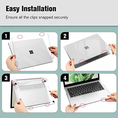 Fintie Case for 13.5 Inch Microsoft Surface Laptop 5/4/3 with Metal Keyboard (Model: 1951/1868) - Protective Slim Snap On Hard Shell Cover (Crystal Clear) - color: Crystal Clear