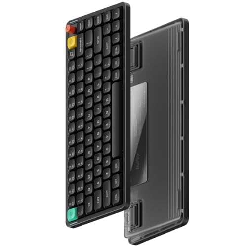 nuphy Air75 V3 Hot Swappable Wireless Mechanical Keyboard, 84 Keys 75% Custom Low Profile Keyboard with Knob, RGB Backlit, Gasket Mounted, Support Bluetooth/2.4GHz/USB-C,Black-Red Nano - color: Black, size: Red nano Switch