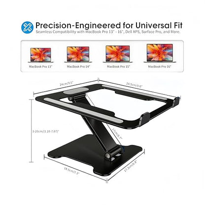 LRLKFX Laptop Stand Portable Foldable Aluminum Laptop Riser Height Adjustable Ergonomic Holder for Desk Compatible with MacBook Air Pro, Dell, HP, Lenovo & More 10-15.6" - Black - color: Black