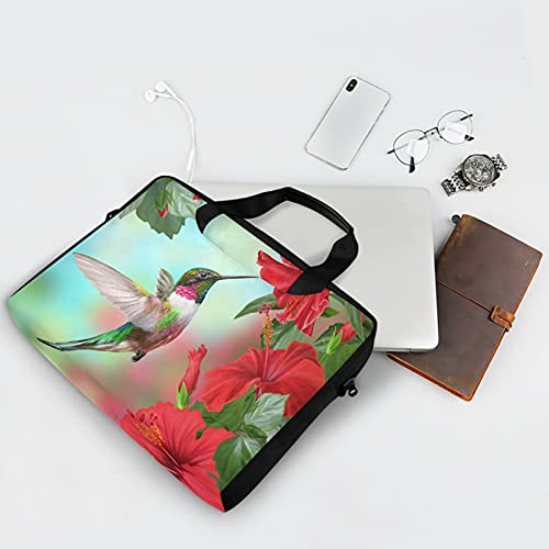 Spring Bird Hummingbird Laptop Bag Case 13 14 15.6 inch Laptop Messenger Bag Crossbody Briefcase for Men Women with Shoulder Strap Handle - color: Multi03