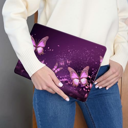15.6 Inch Laptop Skin Sticker, Reusable Vinyl Cover Protector with 2 Wrist Pad Skins, Removable Waterproof Scratch-Resistant for 12-15.6 Inch Laptop Notebook,Purple Butterflies - color: Purple Butterflies