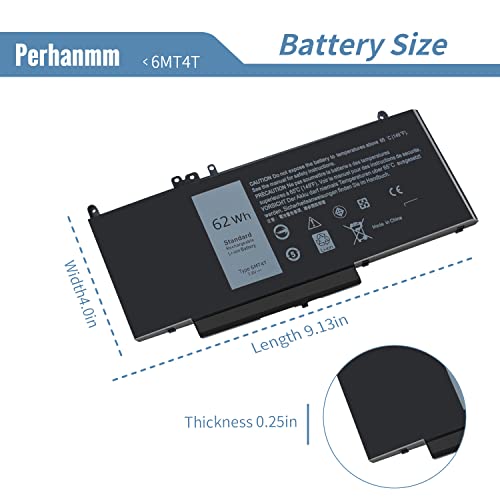 62Wh 6MT4T 7.6V 5470 5570 Laptop Battery for Dell Latitude E5470 E5570 Precision 3510 7V69Y TXF9M 79VRK 07V69Y 079VRK 0TXF9M 0HK6DV - size: 9.17 x 3.73 x 0.27 inches 6MT4T BATTERY
