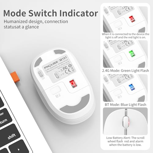 FMOUSE Cute Wireless Mouse, Bluetooth & 2.4GHz Dual Mode, Silent Click, AA Battery Powered, Kawaii for Kids Students Teen Girls, Compatible with Laptop Mac iPad PC (Fox) - color: Fox