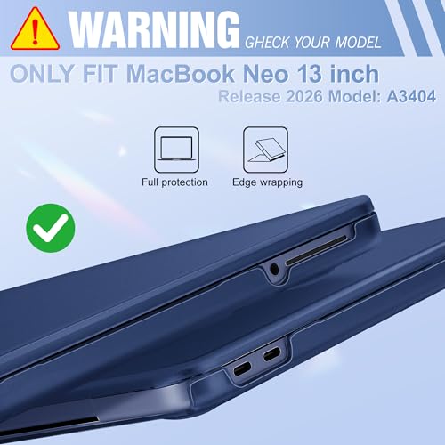 May Chen for MacBook Neo 13 inch Liquid Retina Display ((2026 Release A3404), Slim & Lightweight Protective Case with Screen Protector&Keyboard Cover&Dust Plug, Frosted Indigo - color: Frosted Indigo