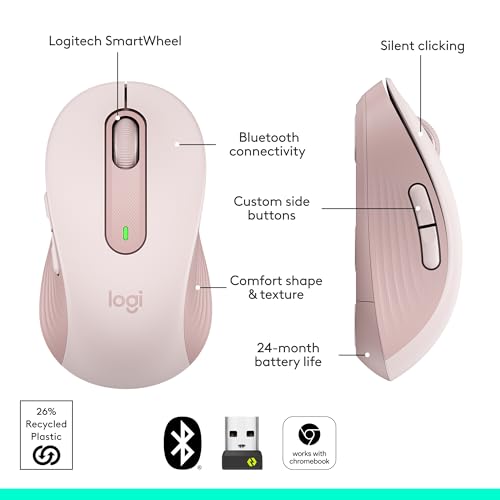 Logitech Signature M650 Wireless Mouse Small to Medium Sized Hands - Rose - color: Rose