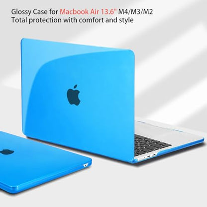 Teryeefi MacBook Air 13.6 Inch Case 2022 2023 2024 2025 2026 Model: A2681/A3113/A3240/A3449 with M2 M3 M4 M5 Chip, Hard Shell Cover with Keyboard Cover & USB 3.0 Adapter, Crystal Blue - color: Crystal Blue