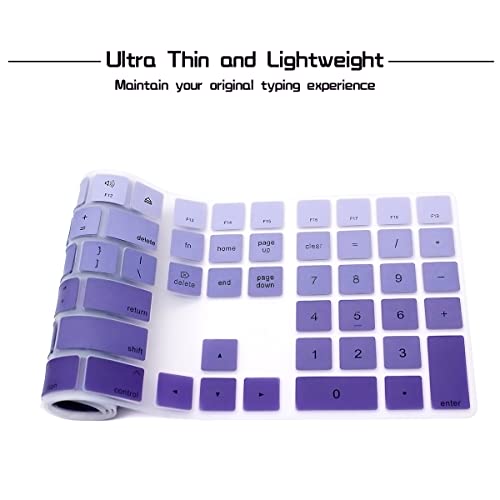 HRH Ombre Dark Purple Silicone Keyboard Cover Keypad Skin for Magic Keyboard with Numeric Keypad A1843 MQ052LL/A Released in 2017 (US Layout) - color: Ombre Dark Purple
