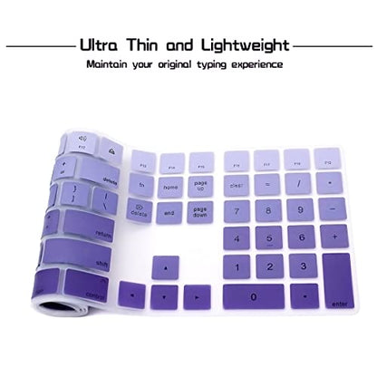 HRH Ombre Dark Purple Silicone Keyboard Cover Keypad Skin for Magic Keyboard with Numeric Keypad A1843 MQ052LL/A Released in 2017 (US Layout) - color: Ombre Dark Purple