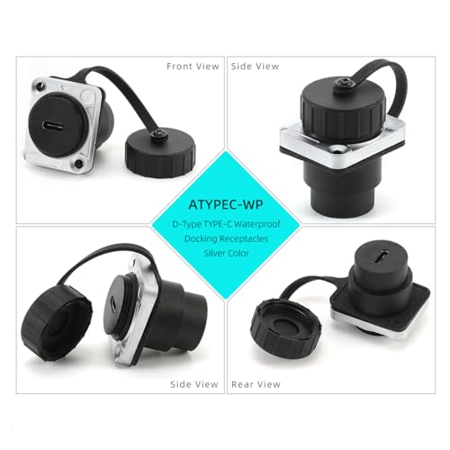 PENGLIN 2PCS USB 3.1 Type C Panel Mount Coupler, USB C Panel Threaded Fixed Mount Coupler Converter Adapter Female to Female with Waterproof/Dust Cap (Pack of 2) - size: D-Type (Pack of 2)