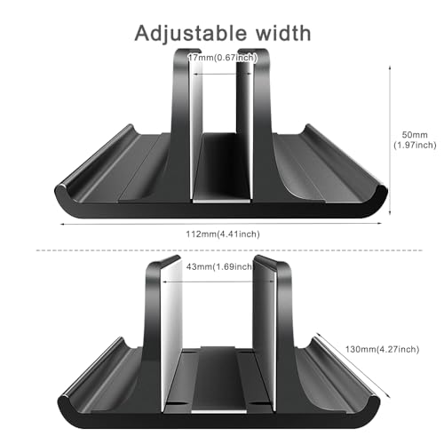 Vaydeer 3-in-1 Vertical Laptop Stand Holder, Aluminum Laptop Stand for Desk with Adjustable Dock, Space-Saving Organizer for All MacBook, Surface, Samsung, HP, Dell, up to 17.3 inch Black - color: Black