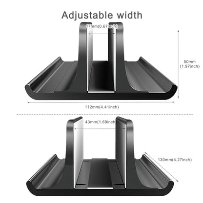 Vaydeer 3-in-1 Vertical Laptop Stand Holder, Aluminum Laptop Stand for Desk with Adjustable Dock, Space-Saving Organizer for All MacBook, Surface, Samsung, HP, Dell, up to 17.3 inch Black - color: Black
