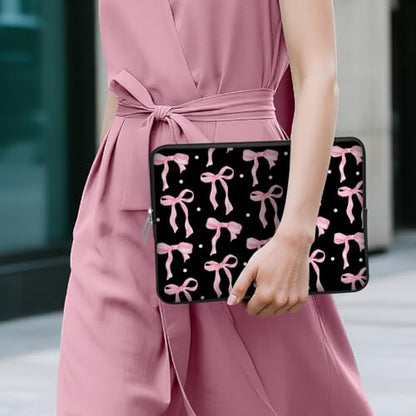 Laptop 13 inch Sleeve Case for MacBook Air 13-13.6 inch, Laptop Bag Cover for MacBook Pro 13" 14 inch, Shockproof Briefcase Travel Carrying Sleeve for 14" Chromebook HP Dell I Black Pink Bow - color: Cute Black Pink Bow