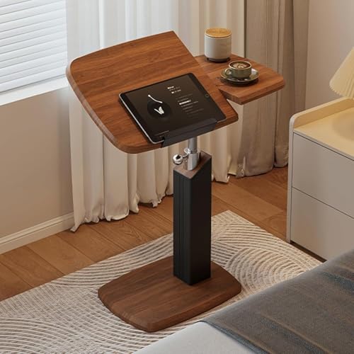 Overbed Table with 360° Wheels, Mobile Small Standing Desk, Tilting Top Height Tray for Laptop and Bedroom Work