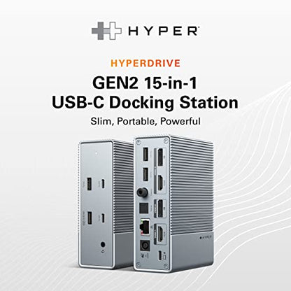 HyperDrive USB-C & Thunderbolt 4 GEN2 15-in-1 Docking Station for MacBook, iPad, PC - HDMI or DP, Up to 3 Extended Displays, High-Speed USB Data Transfer - style: 15-in-1