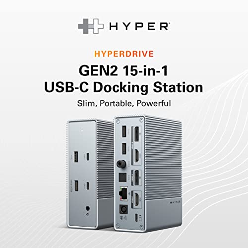 HyperDrive USB-C & Thunderbolt 4 GEN2 15-in-1 Docking Station for MacBook, iPad, PC - HDMI or DP, Up to 3 Extended Displays, High-Speed USB Data Transfer - style: 15-in-1