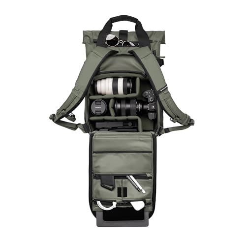 WANDRD PRVKE Rolltop 15L V4 Photography Bundle – Compact Travel Camera Backpack with Essential Camera Cube and Laptop Sleeve - color: Wasatch Green, size: 15L (Photography Bundle), style: Rolltop