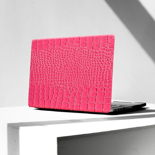 Crocodile Case for MacBook Air 13 inch 2026 M5, 2022-2025 M4/M3/M2 | Model A3449 A3240 A3113 A2681, Texture Crocodile Aligator Skin Snakeskin PU Leather Hardshell & Keyboard Cover, Hot Pink - color: # Shiny Pink Crocodile