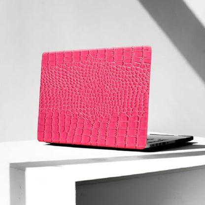 Crocodile Case for MacBook Air 13 inch M1 2022 2021 2020 2019 2018 A2337 A2179 A1932, Crocodile MacBook Air M1 Case, Aligator Skin Snakeskin PU Leather Hardshell & Keyboard Cover, Pink - color: # Shiny Pink Crocodile