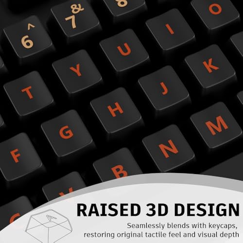 ProElife Gradient Keyboard Letter Stickers with Tweezer, Full-Key, Orange | English Transfer Printing Peel-Off Film, Leave English Letters on Keys, Keyboard Letters Replacement Stickers for Desktop - color: Orange