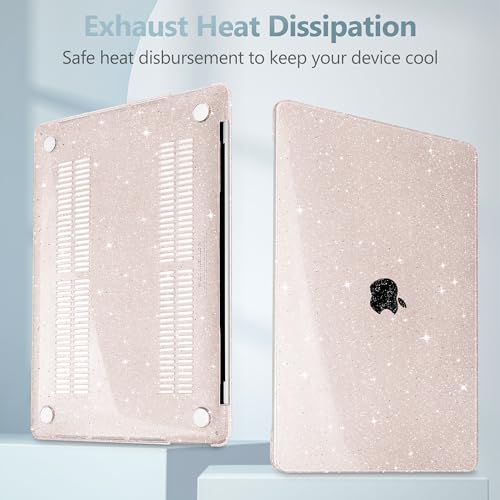 May Chen Compatible with MacBook Pro 13 inch Case 2022 2021 2020 Release A2338 M2 M1 A2251 A2289, Plastic Hard Shell Case Keyboard Cover for MacBook Pro 13 Touch Bar Fits Touch ID, Pink & Gold Glitter - color: Sakura Pink Glitter