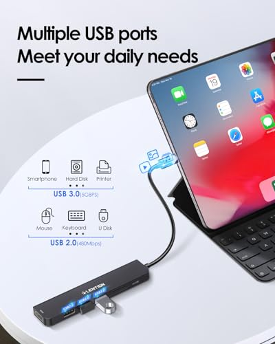 LENTION 7-in-1 USB C Hub, 4K@60Hz HDMI, 100W PD, Card Reader, USB 3.0 & 2.0 | Plug and Play, Stable Driver 3.0 Certified, for macOS, iOS/iPadOS, Windows & ChromeOS (CB-CE18, Black) - color: Black