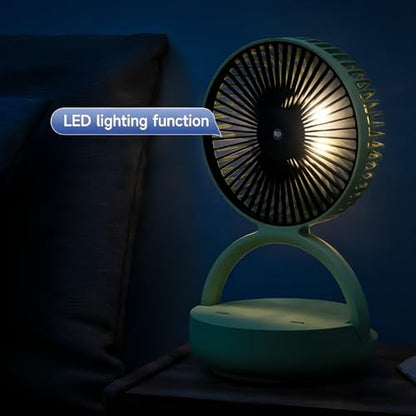 OGZ Portable Fan for Travel Wireless with Remote Timer, 7 Inch Small Desk Fan with LED Night Light 90° Oscillation, Rechargeable USB Fan for Cruise Bed Beside Sleeping Camping Tent (Green) - color: Green
