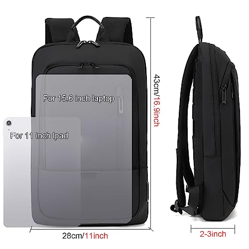AUGUR Slim Laptop Backpack With 15.6 Inch Sleeve Professional Notebooks Bag Case Laptop Backpack Men Fit Travel/Business/Work - color: 1505 15.6 Inch Black