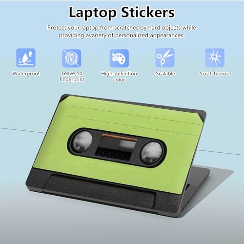 Universal Laptop Skin Sticker with 2 Wrist Pad Skins, Waterproof Scratch Resistant Vinyl Laptop Cover Decal, Cut to Fit for 11–15.6 Inch MacBook HP Dell Lenovo, Green Tape - color: Green Tape