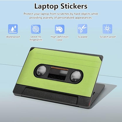Universal Laptop Skin Sticker with 2 Wrist Pad Skins, Waterproof Scratch Resistant Vinyl Laptop Cover Decal, Cut to Fit for 11–15.6 Inch MacBook HP Dell Lenovo, Green Tape - color: Green Tape
