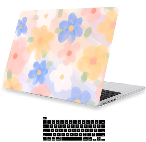 LanBaiLan Compatible with MacBook Pro 14 inch Case 2026 2025 2024 2023 2022 2021 M5 M4 M3 M2 M1 A3434 A3112 A3185 A3401 A2918 A2992 A2779 A2442, Protective Case & Keyboard Cover, Color Flower - color: Flower