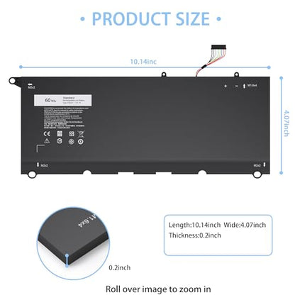 PW23Y Laptop Battery Replacement for Dell XPS 13 9360 13-9360-D1605G 13-9360-D1605T 13-9360-D1609 13-9360-D1609G 13-9360-D1705G 13-9360-D1805T P54G002 Series P/N TP1GT RNP72 0RNP72 0TP1GT - size: 10.14*4.07*0.2inch PW23Y