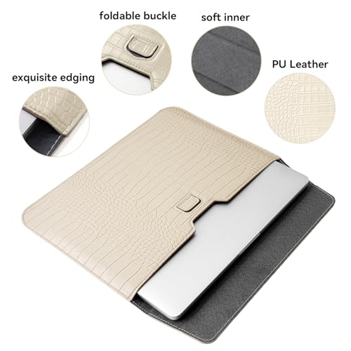 MOSISO Laptop Case 13 inch, 13 inch Laptop Sleeve Compatible with MacBook Neo 13 A18 Pro A3404 Air M4 M3 M2 M1 2026-2018 / Pro M2 M1 2026-2016, Crocodile Grain PU Leather Flap Case Bag, Beige - color: Beige, size: 13 inch