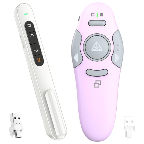QUI Presenter Clicker USB A&C Bundle | Pen-Shaped White & Remote-Shaped Purple