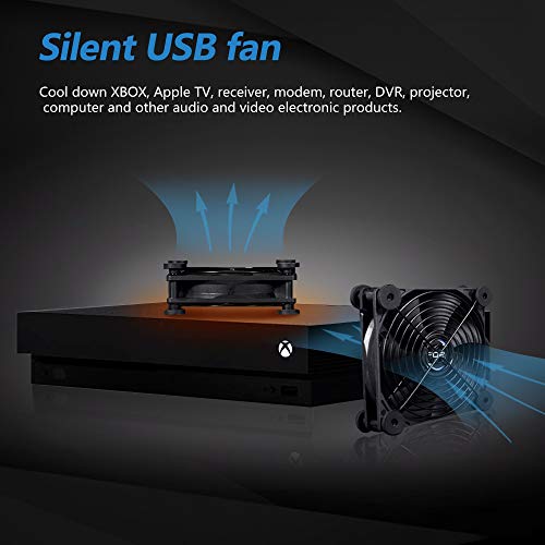 SCCCF Dual 120mm Quiet USB Cooling Fan with Speed Control - 5V Portable Fan for TV， Gaming Console Cooling，Electronics, Router, DVR, PS5/Xbox/PC Cabinet,&Computer - style: USB 120mm Dual Fan