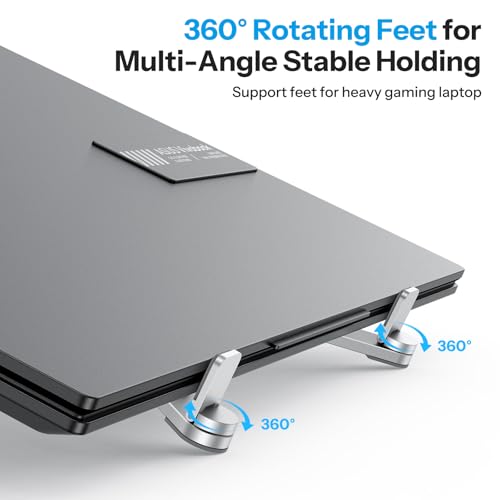 OMOTON LA15 Foldable & Portable Laptop Stand for Desk, [360° Support Feet+Lightweight] Tablet Stand for Desk and Travel, 6 Level Height Ergonomic Aluminum Computer Holder for 10-16" Laptops