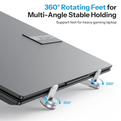 OMOTON LA15 Foldable & Portable Laptop Stand for Desk, [360° Support Feet+Lightweight] Tablet Stand for Desk and Travel, 6 Level Height Ergonomic Aluminum Computer Holder for 10-16" Laptops