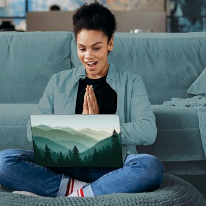 SUPERDANT Laptop Notebook Skin Sticker Cover Decal Mountain Forest Laptop Protector Notebook PC Computer Art Protector Universal Notebooks Art Decal Fits 12 13 13.3 14 15 15.4 15.6 inch Cyan Green