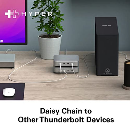 HyperDrive USB-C & Thunderbolt 4 Hub with Integrated GaN Power Source - Three Thunderbolt 4 Downstream Ports and One Upstream Port with 96W Passthrough Charging - style: 4-in-1