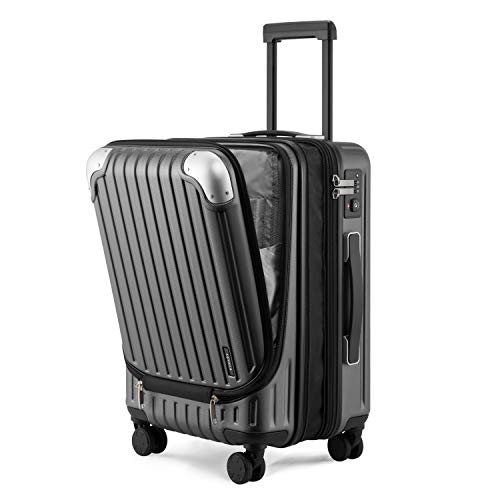 LEVEL8 Grace Carry on Luggage, 20 Inch Expandable Hard Shell Suitcase with Wheels, Abs+Pc Harshell Spinner Luggages with Tsa Lock, Travel Bag for Women Men, Grey - color: Grey, size: 20 Inch - EXT