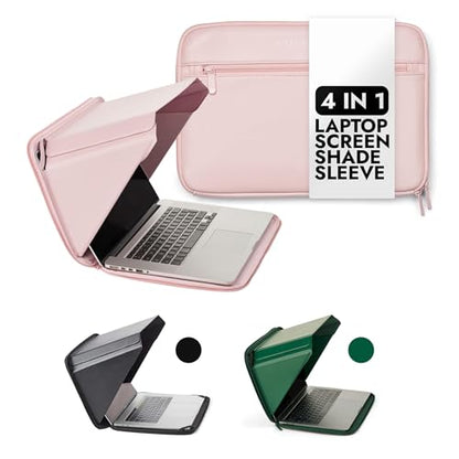 4-in-1 Laptop Screen Shade – Original Pro Sleeve – Built-in 4-in-1 Screen Shade, VeganHemp Leather, Sun, Privacy, Heat & Contrast Protection, Fits 13” MacBook, Patented, Pink | PHILBERT Danish Design - color: Pink, size: 13in