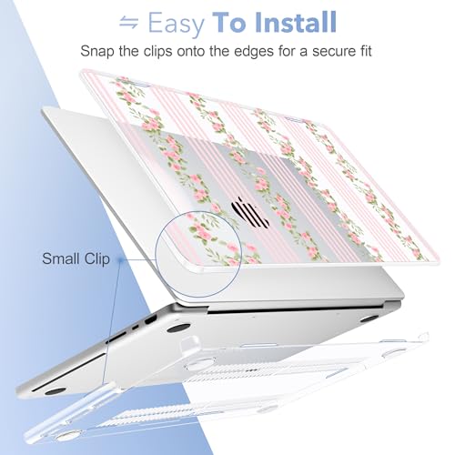May Chen for 2026 MacBook Pro 14-inch M5 M4 M3 M2 M1 Pro/Max Chip, Release 2026 2025-2021, Model A3427 A3426 A3434 A3112 A3401 A3185, Plastic Hard Shell with Keyboard Cover, Flora l& Stripes - color: Flora l& stripes.