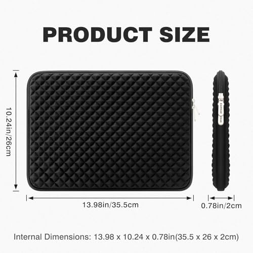 RAINYEAR 14 Inch Laptop Sleeve Shockproof Diamond Foam Padded Case, Black | Protective Soft Fluffy Lining Carrying Bag Case Compatible with 14 inch Notebook Computer Chromebook Tablet Ultrabook - color: Black, size: 14"