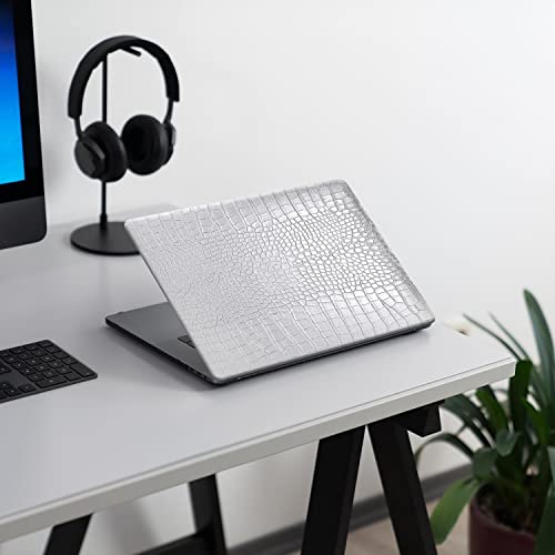 DTangLsm for Crocodile MacBook Air 15 inch Case 2026 2025-2023 M5 M4 M3 M2 | Model A3448 A3241 A3114 A2941, Crocodile Skin Alligator PU Leather Hard Shell Mac Air 15 Case & Keyboard Cover, Shiny Silver - color: Crocodile Shining Silver