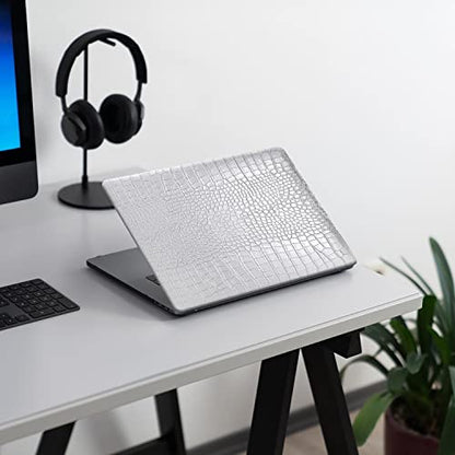 DTangLsm for Crocodile MacBook Air 15 inch Case 2026 2025-2023 M5 M4 M3 M2 | Model A3448 A3241 A3114 A2941, Crocodile Skin Alligator PU Leather Hard Shell Mac Air 15 Case & Keyboard Cover, Shiny Silver - color: Crocodile Shining Silver