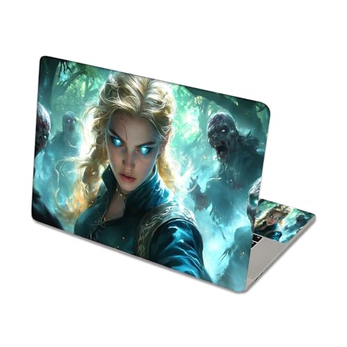Aesthetic Laptop Skin Sticker, Blonde Warrior Against Forest Zombies Waterproof Vinyl Laptop Decal, Removable Bubble Free, Reusable Protective Cover for 13 14 15 15.6 Inch - color: Blonde Warrior Against Forest Zombies