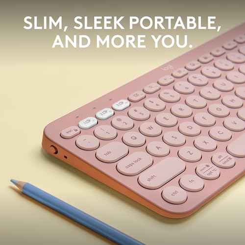 Logitech Pebble Keys 2 K380s Keyboard, Bluetooth, Wireless - Tonal Rose | Multi-device, customizable shortcuts, slim and portable, Easy-Switch for Windows, macOS, iPadOS, Android, Chrome OS - color: Rose