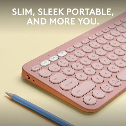 Logitech Pebble Keys 2 K380s Keyboard, Bluetooth, Wireless - Tonal Rose | Multi-device, customizable shortcuts, slim and portable, Easy-Switch for Windows, macOS, iPadOS, Android, Chrome OS - color: Rose