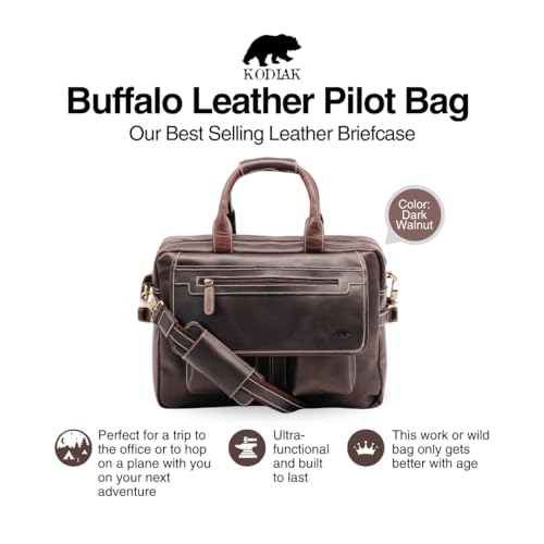 Buffalo Leather Pilot Bag - color: Dark Walnut
