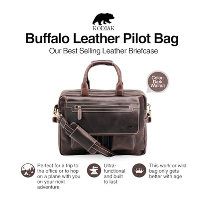 Buffalo Leather Pilot Bag - color: Dark Walnut