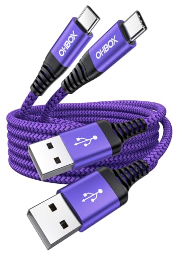 USB to USB C Cable Fast Charging [2 Pack 6FT], USB A to USB C Cable for Car | Durable Braided USB Type C iPhone Charger USBC Cord for iPhone 17/16/15/Pro Max/Plus, Samsung Galaxy S23 and More-Purple - color: Purple, size: 6FT, style: USB A to USB C